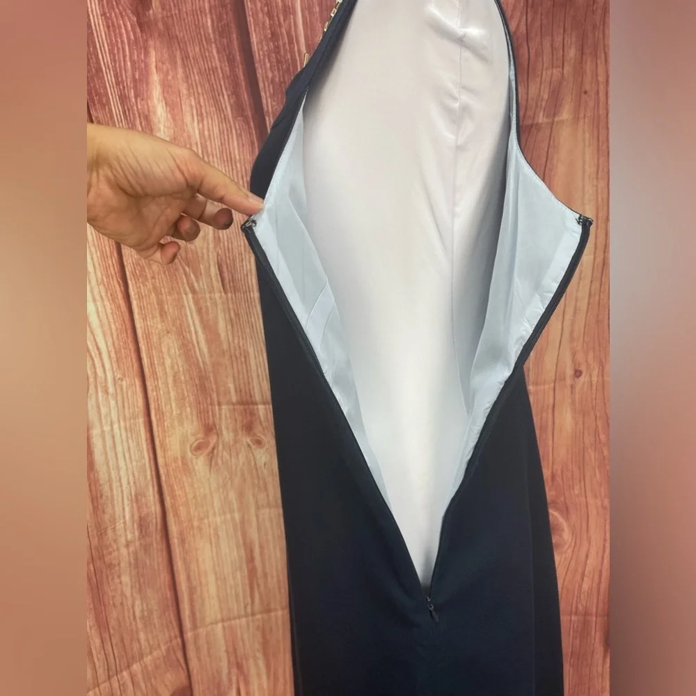 J. Crew Navy cotton blend sleeveless lined sheath dress women’s size 8